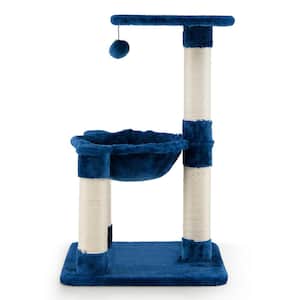 Multi-level Cat Tree with Scratching Posts and Cat Hammock in Blue