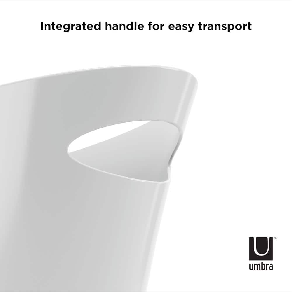 Slim Metallic White Plastic Office Waste Basket