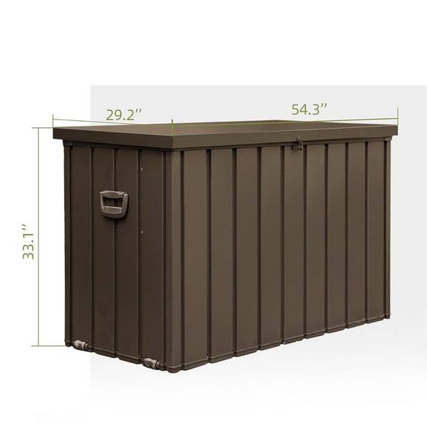 grossag 200 Gal. Steel Outdoor Storage Deck Box Waterproof arge Patio Storage Bin with Lockable Dark Brown