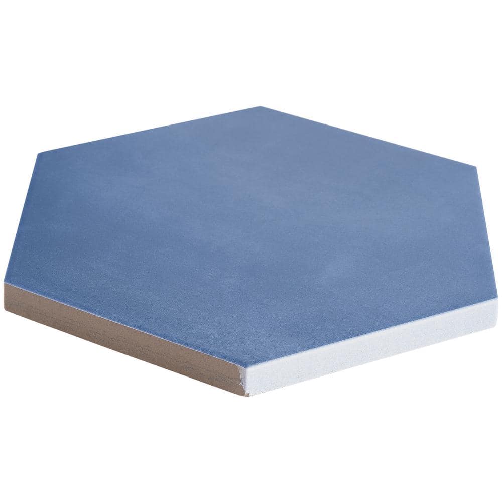 Eclipse Blue 8" Hexagon Matte Porcelain Floor and Wall Tile