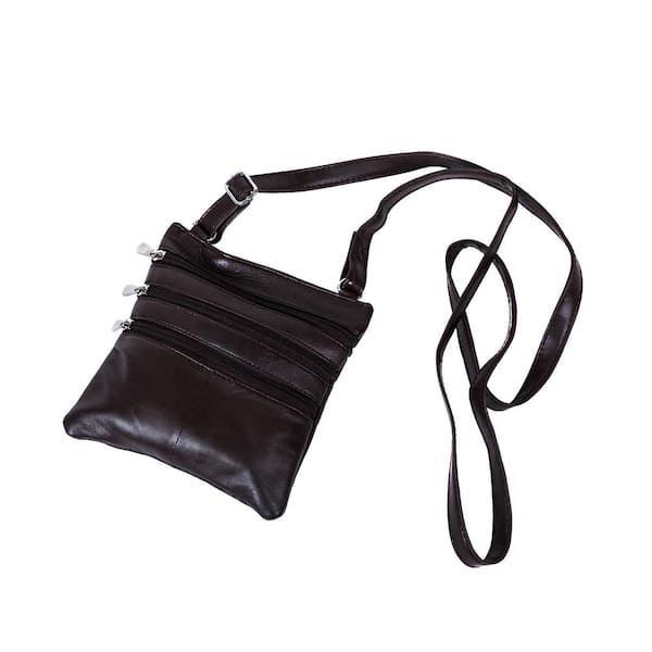 CHAMPS Champs Triple Zip Crossbody Brown Leather Tote Bag 1027BROWN