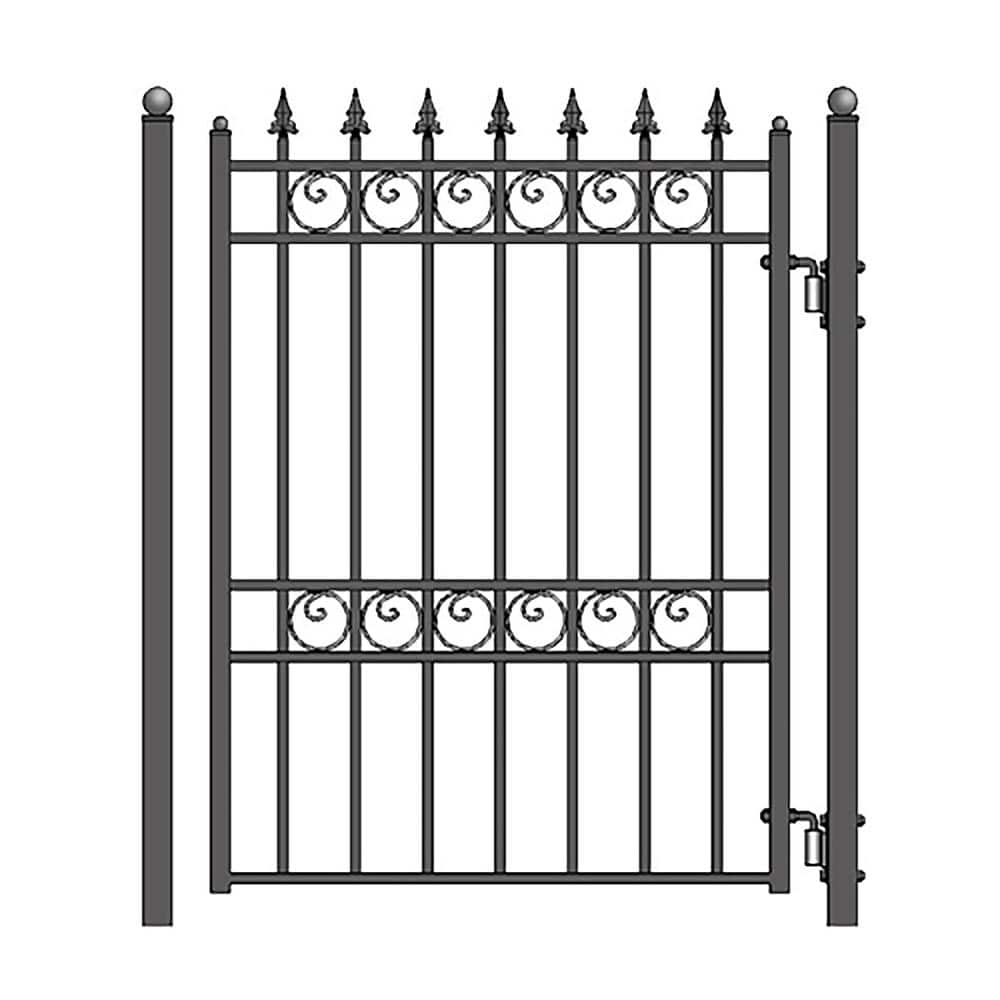 ALEKO OSLO Style 4 ft. x 5 ft. Black Steel Pedestrian Fence Gate