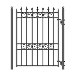 OSLO Style 4 ft. x 5 ft. Black Steel Pedestrian Fence Gate