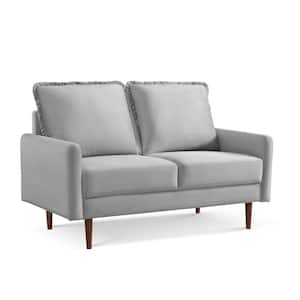 Modern Cambered Arm 57 in. Grey Solid Velvet Polyester 2-Seat Loveseat with Cambered Arms