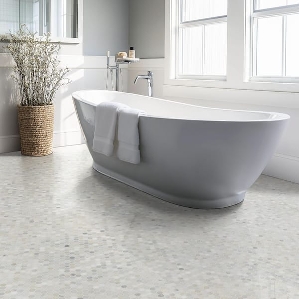Greecian White 1 in. Hexagon 12 in. x 12 in. x 0.38 in. Polished Marble Mesh-Mounted Mosaic Tile (10 sq. ft./Case)