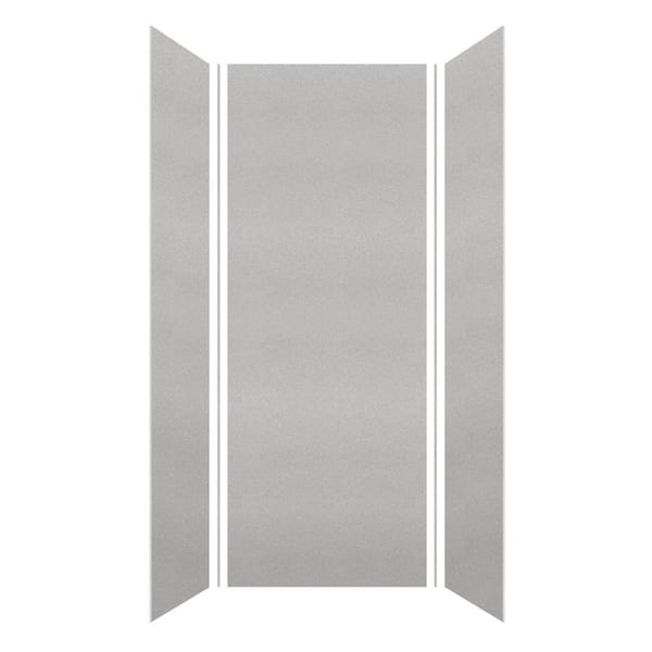 Saramar 36 in. W x 96 in. H x 36 in. D 3-Piece Glue to Wall Alcove Shower Wall Kit in Grey Beach Velvet