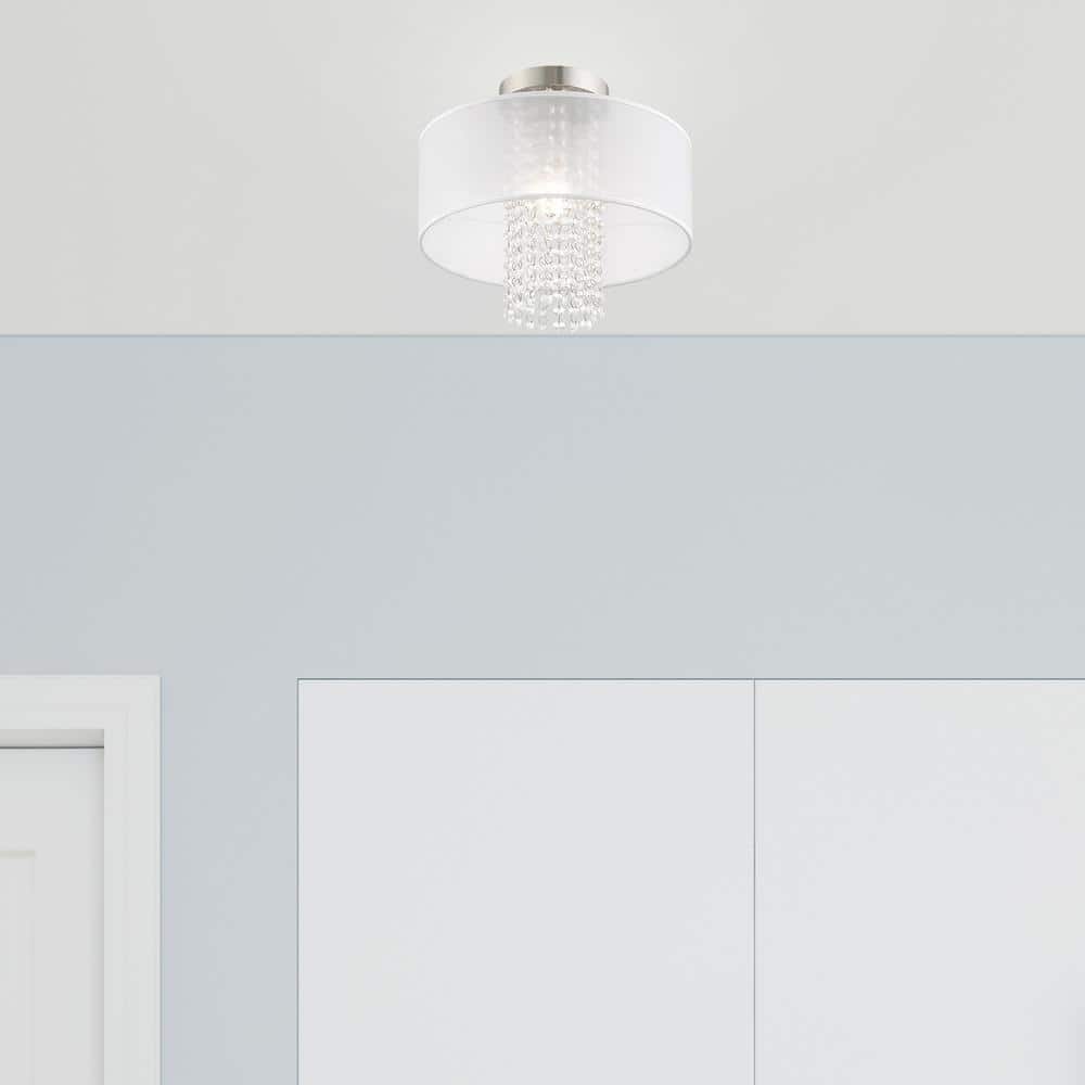 Bella Vista Brushed Nickel Crystal Drum Ceiling Light