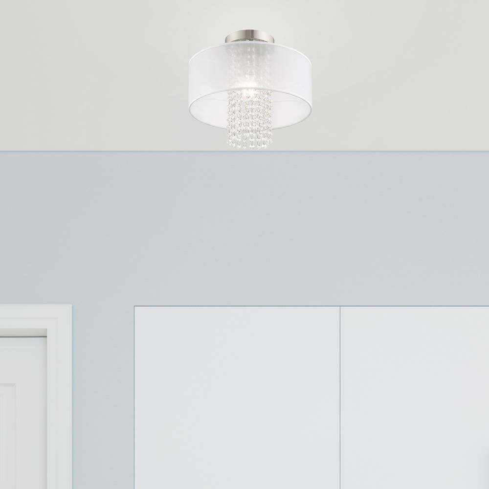 Bella Vista Brushed Nickel Crystal Drum Ceiling Light