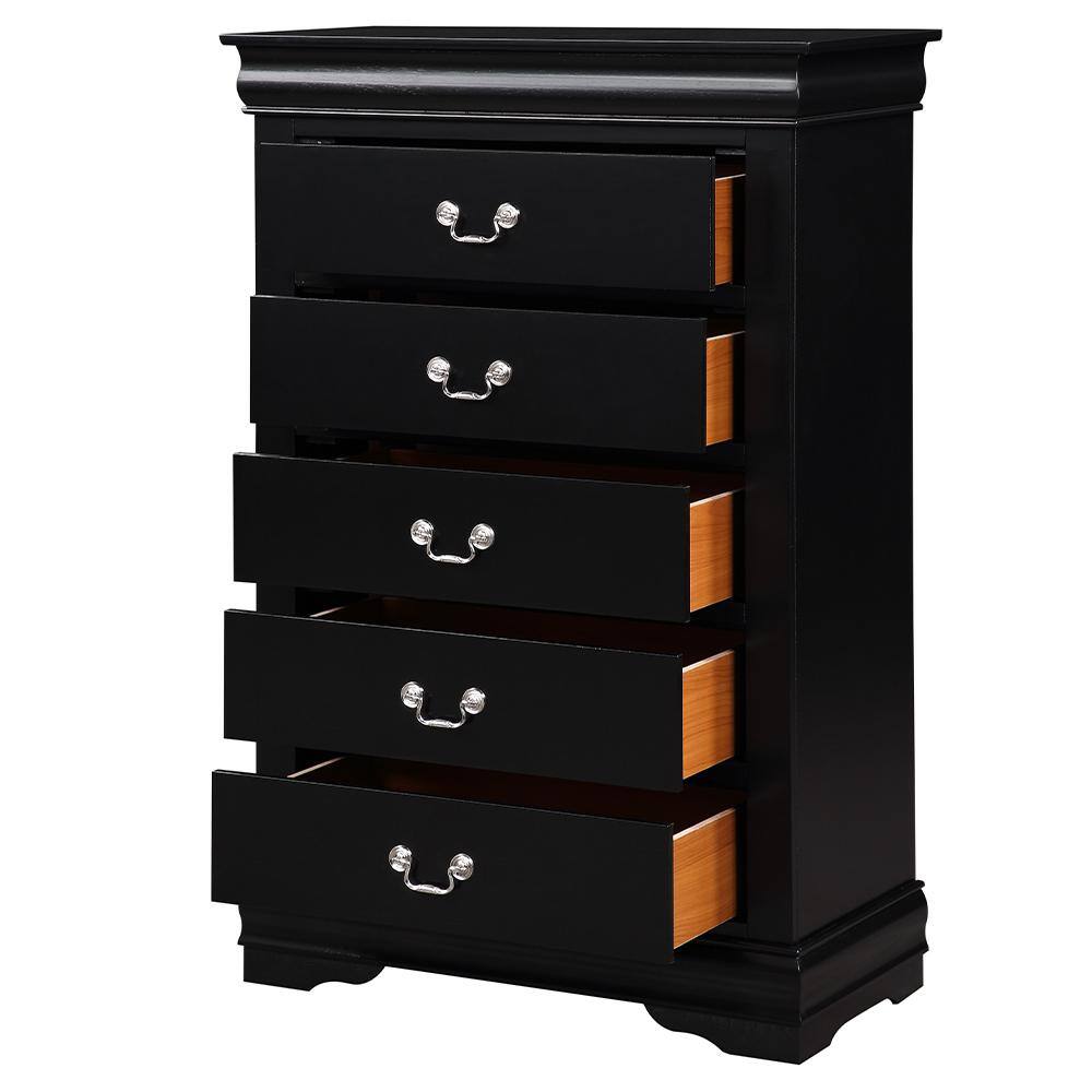 Black Pine Wood Chest with Dovetail Drawers