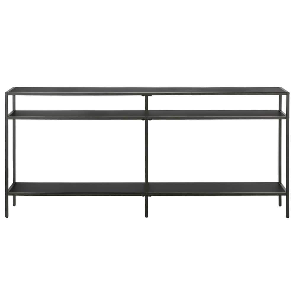 Blackened Bronze 64'' Industrial Console Table with Storage