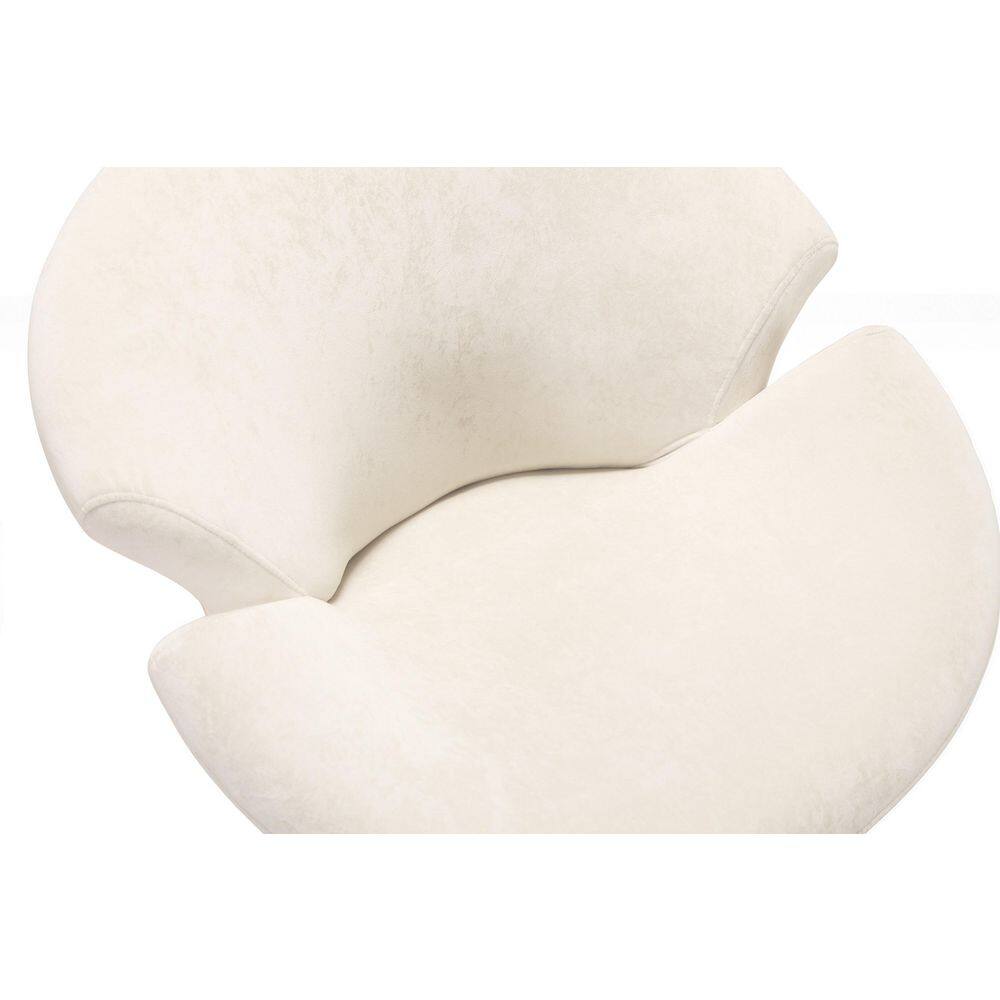 Blossom White Velvet Swivel Barrel Chair with Metal Base