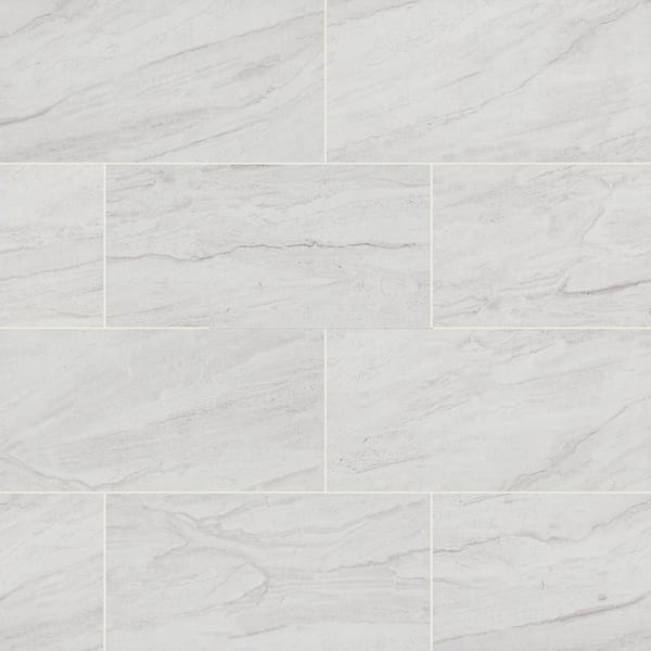 Vigo White 12 in. x 24 in. Matte Ceramic Marble Look Floor and Wall Tile (16 sq. ft./Case)