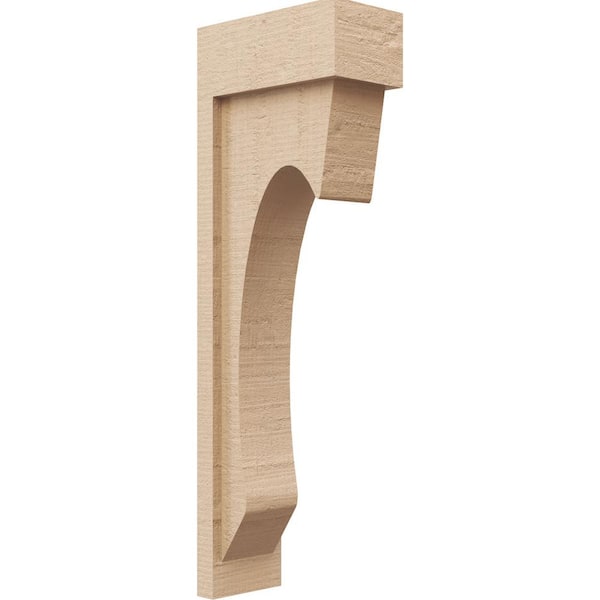 Ekena Millwork 4 in. x 24 in. x 8 in. Series 2 Thin Emerson Rough Cedar Woodgrain Timberthane Polyurethane Corbel, Primed Tan