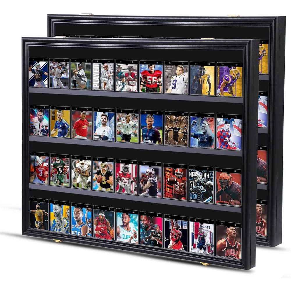 Black 24 in. x 31 in. Sports Card Display Frame Case, Baseball Card Display