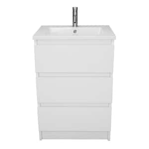 Pepper 24 in. W x 20 in. D Bath Vanity in White with Acrylic Top in White with White Basin