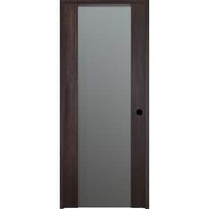 Vona 202 18 in. x 80 in. Left-Hand Frosted Glass Solid Core Veralinga Oak 1-Lite Wood Single Prehung Interior Door