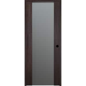 Belldinni Vona 01 2HN Gold 30 in. x 80 in. Left-Handed Solid Core Veralinga Oak Textured Wood Single Prehung Interior Door, Dark Brown/Veralinga Oak