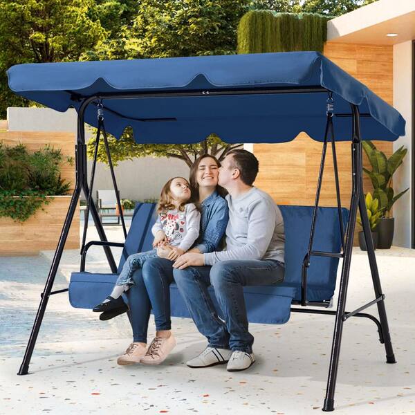 Ama pear 2-Person Metal Patio Swing, Outdoor Porch Swing with