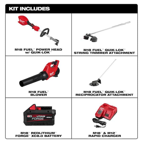M18 FUEL 18V 16 in. Brushless Cordless QUIK-LOK String Trimmer/Blower 8.0 Ah FORGE Combo Kit w/ Reciprocator Attachment