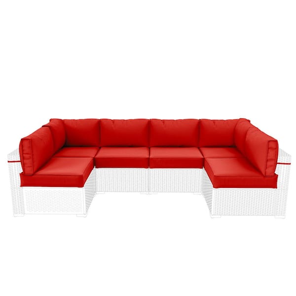 WNP 26 in. x 26 in. x 5 in. (14-Piece) Deep Seating Outdoor Lounge Chair Sectional Cushion Red