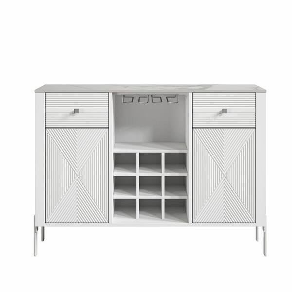 FESTIVO Scandinavian 42 in. Cool Gray Wine Cabinet with