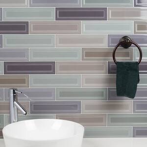 Phoenix Cool Blend 12 in. x 3 in. x 8.5mm Green, Blue and Purple Ceramic Wall Tile (10.76 sq. ft. / case)