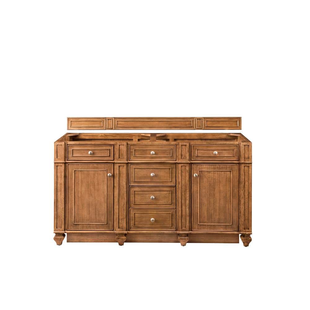 Saddle Brown 60" Double Freestanding Vanity Base with Veneer