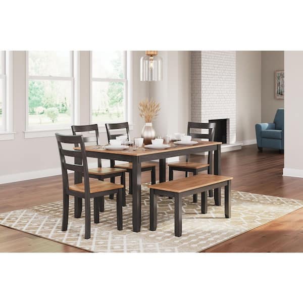 Gesthaven 6-Piece Rectangle Brown MDF Top Dining Room Set Seats 6