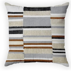 18 in. x 18 in. Woven Outdoor Multi-Stripe Recyled Polyester Throw Pillow