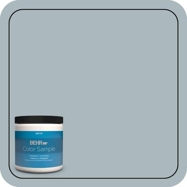 BEHR PREMIUM PLUS 8 oz. #N470-3 Half Sea Fog Satin Enamel Interior/Exterior Paint & Primer Color Sample