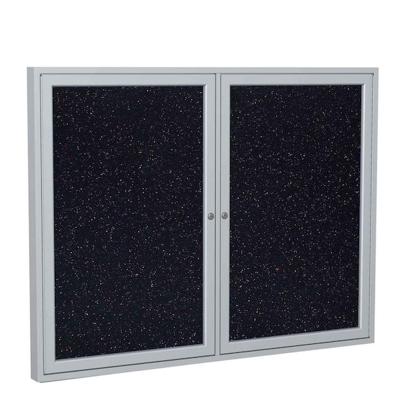 ghent 2-Door Enclosed 36 in. x 48 in. Bulletin Board, Recycled Rubber, Confetti, 1-Pack