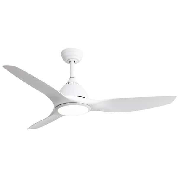 Blade Span 52 in. Indoor/Outdoor White Ceiling Fan with Light and 6-speed Remote Control 3 ABS Fan Blades