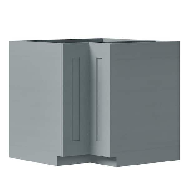 33 in. D x 24 in. W x 34.5 in. H Ready to Assemble Plywood Shaker Lazy Susan Corner Cabinet in Gray