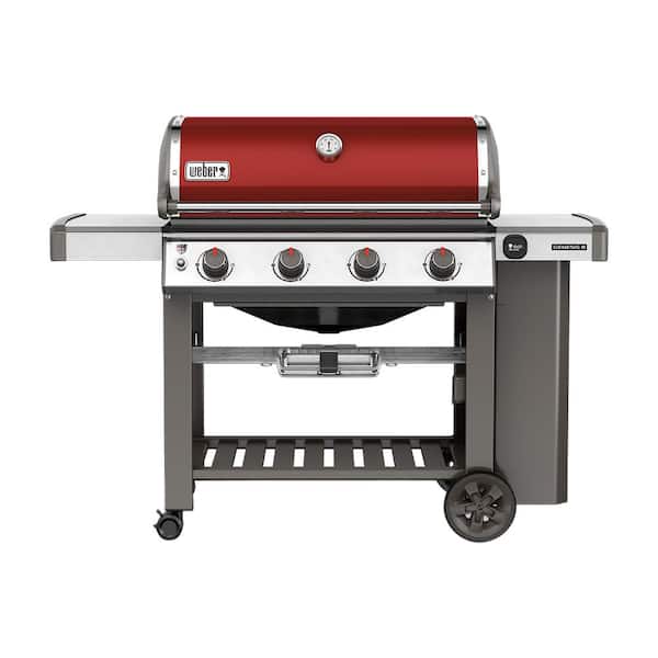 Weber Genesis II E-410 4-Burner Propane Gas Grill in Crimson with Built-In Thermometer