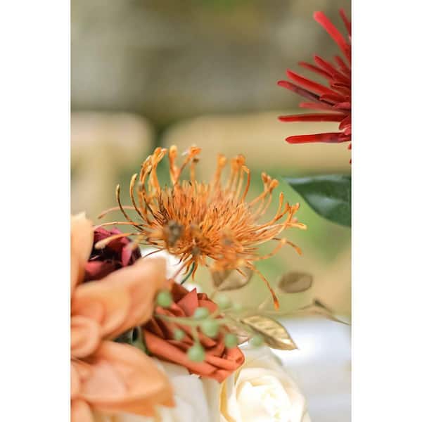 11 in. H Rustic Orange Terracotta Artificial Flowers for DIY