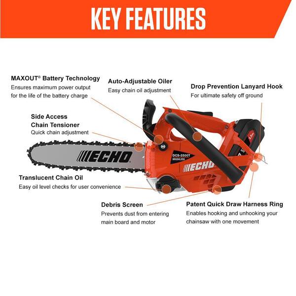 ECHO 56V 12 in. X Series Cordless Battery Top Handle Arborist