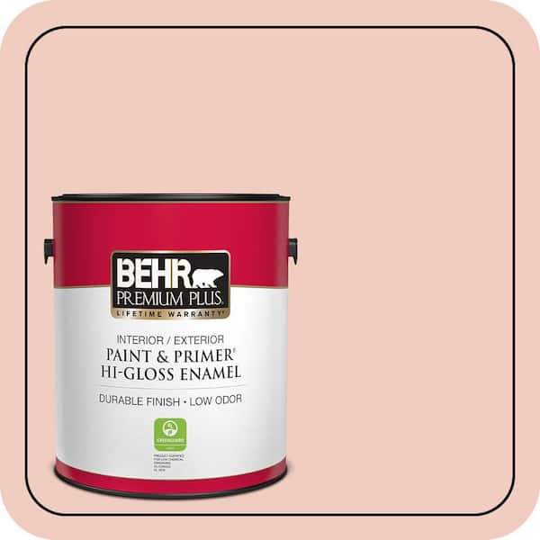 BEHR PREMIUM PLUS 1 gal. #200E-2 Salmon Tint Hi-Gloss Enamel Interior/Exterior Paint & Primer