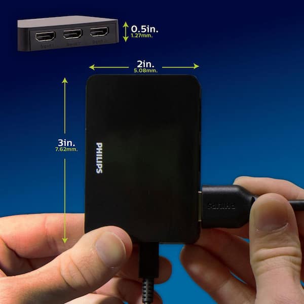 Philips 3-Device 4K HDMI 2.0 Switch, 3 to 1 HDMI Connection