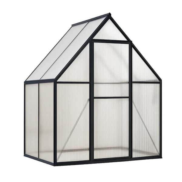 6 ft. x 4 ft. Aluminum-Framed Polycarbonate Greenhouse, Heavy Duty Greenhouse With Quick Setup Structure and Roof Vent