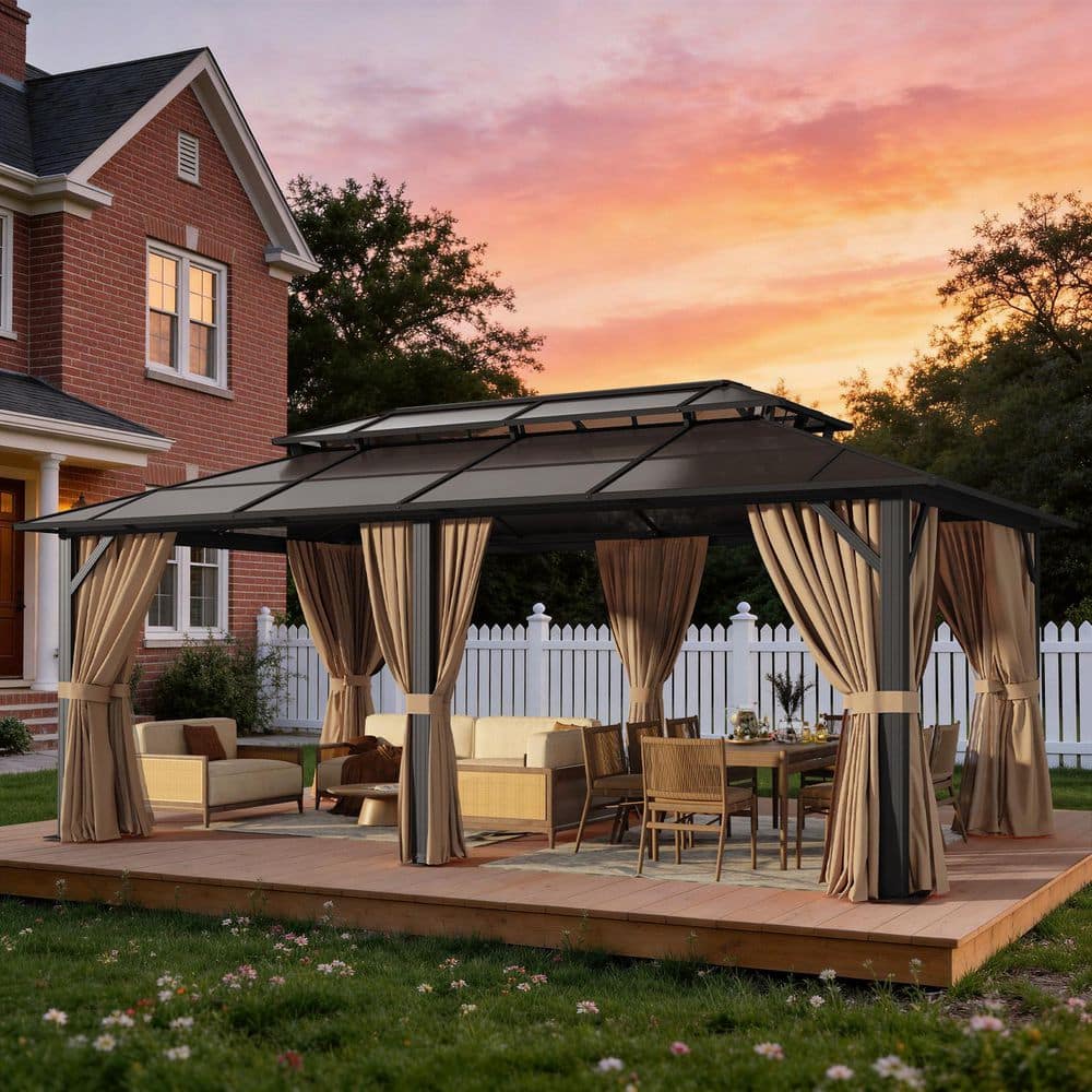 Sizzim 20 ft. x 12 ft. Steel Frame Double Polycarbonate Roof
