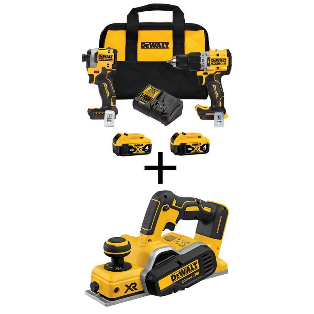 20-Volt MAX XR Hammer Drill and Atomic Impact Driver 2-Tool Cordless Combo Kit and 3-1/4"" Planer with two 4 Ah Batteries -  DEWALT, DCK2050M2WP580B