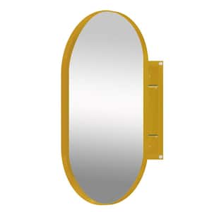 20.5 in. W x 33.5 in. H Oval Gold Metal Recessed Medicine Cabinet with Mirror with Adjustable Shelves