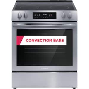 30 in. 5-Element Slide-In Front Control Self-Cleaning Electric Range with Convection in Stainless Steel