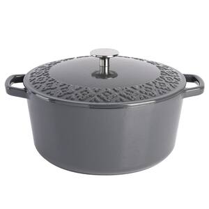 Savory Saffron 6 qt. Enameled Cast Iron Dutch Oven with Lid in Charcoal