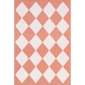 Sabina Diamond Trellis Coral 8 ft. x 10 ft. Indoor/Outdoor Area Rug