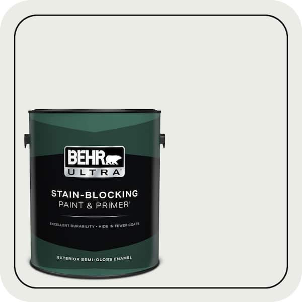 BEHR ULTRA 1 gal. #52 White Semi-Gloss Enamel Exterior Paint & Primer