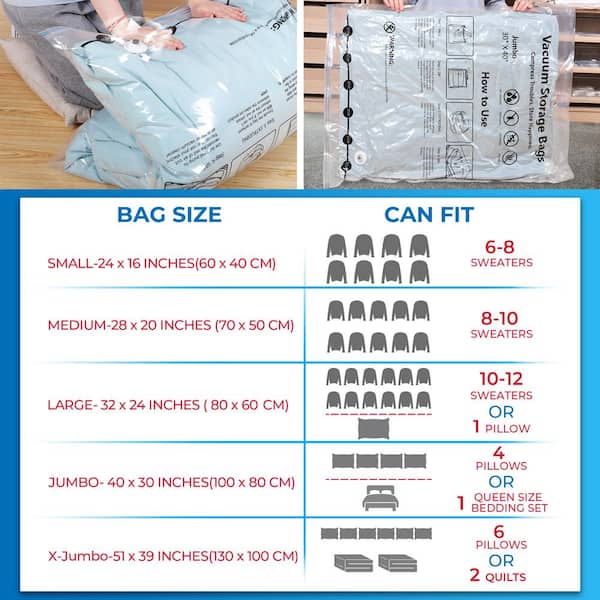 6 Pack Vacuum Storage Bags Space Saver Cube Vacuum Sealer Bags Large (3