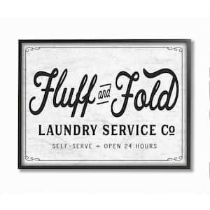 "Fluff and Fold Laundry Room Vintage Sign" by Lettered and Lined Framed Abstract Texturized Art Print 11 in. x 14 in.
