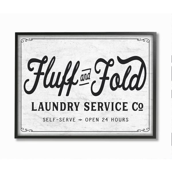 Stupell Industries "Fluff and Fold Laundry Room Vintage Sign" by Lettered and Lined Framed Abstract Texturized Art Print 24 in. x 30 in.