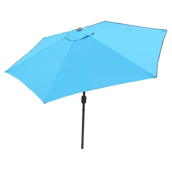 CASAINC 9 ft. Brown Steel Pole Market Outdoor Patio Umbrella in Blue